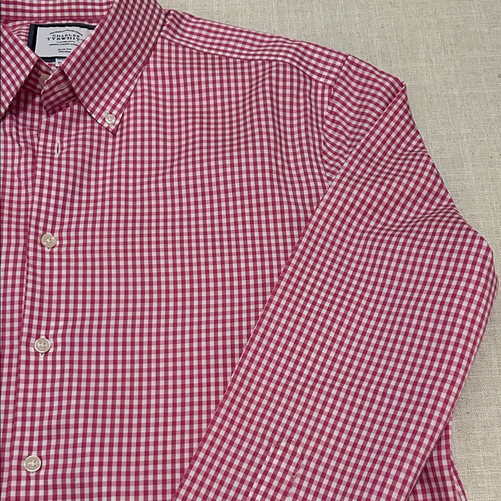 Charles Tyrwhitt Shirt Men’s Red Checkered Dress Button Down - Picture 14 of 14